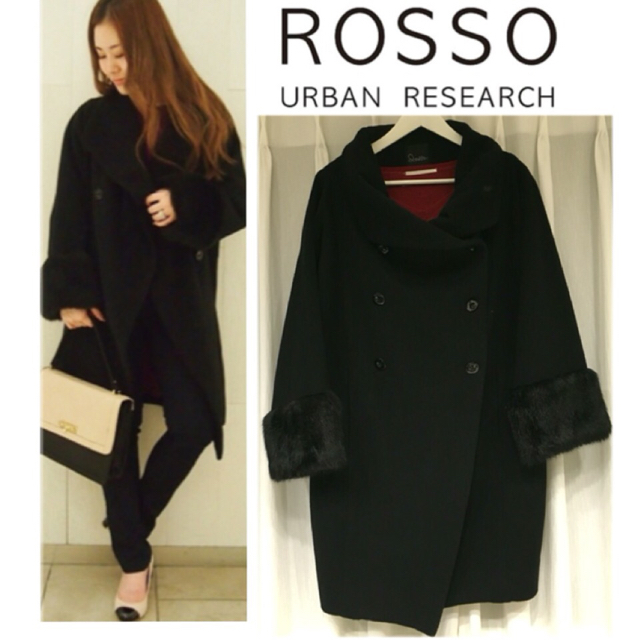 URBANRESEARCH ROSSOWOMEN ファー付きウールガウンコート