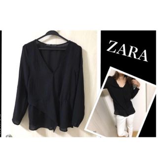 ザラ(ZARA)のZARA ベーシック 黒ブラウス(シャツ/ブラウス(長袖/七分))