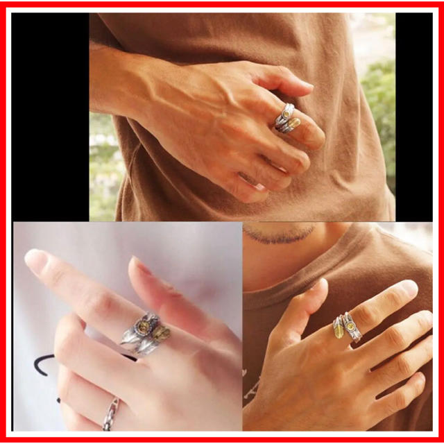 指輪 フェザーリング シルバー ゴールド インディアン イーグルリング　羽 メンズのアクセサリー(リング(指輪))の商品写真