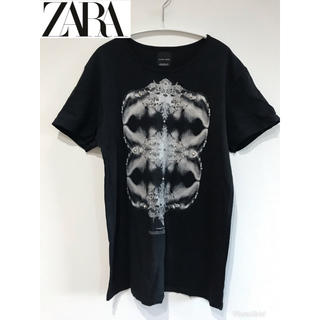 ザラ(ZARA)のザラ ZARA Tシャツ【ブラック×ビョウ付柄】(Tシャツ/カットソー(半袖/袖なし))