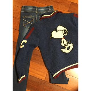 スヌーピー(SNOOPY)の150サイズ デニム and スヌーピー  ニットジャケット(パンツ/スパッツ)