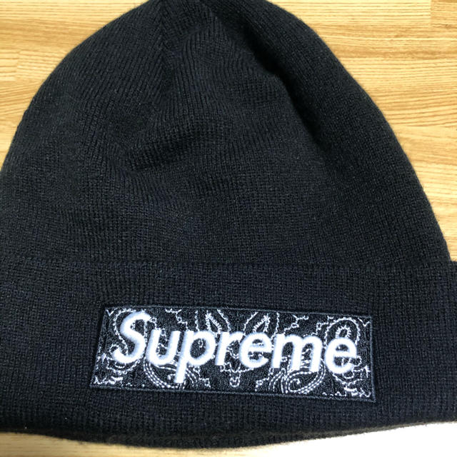 supreme 黒ビーニーニット帽/ビーニー