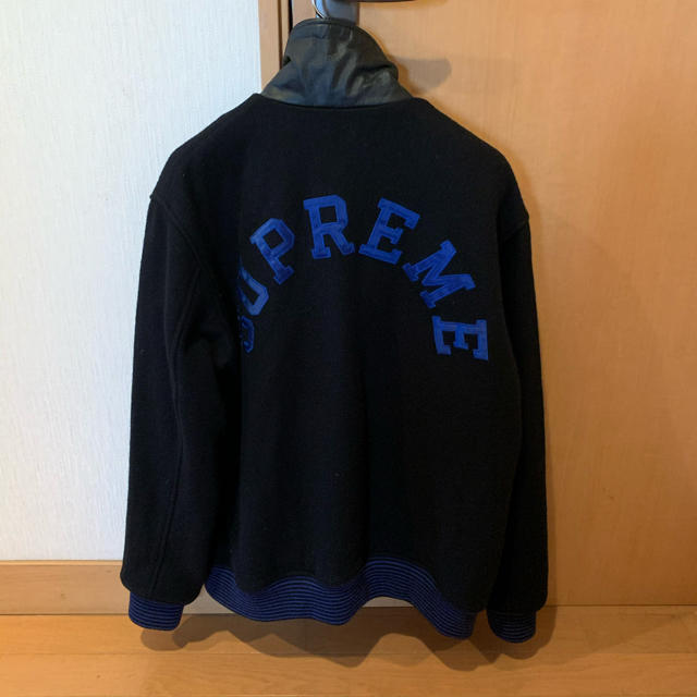 店名 supreme 10fw varsity jacket XL 青黒　極美品 