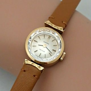 オメガ(OMEGA)のOH済 1971年製 オメガ デビル レディース カットガラス 金色 極美品(腕時計)