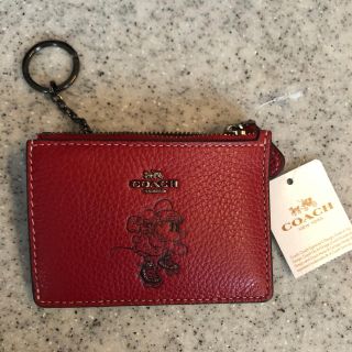 「☆新品☆COACH Disney ミニー キーリング付きコインケース パス