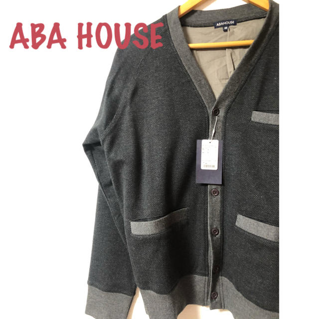 ABAHOUSE(アバハウス)の【新品・未使用】ABAHOUSE ヘリンボンカットジャガードカーディガン メンズのトップス(カーディガン)の商品写真