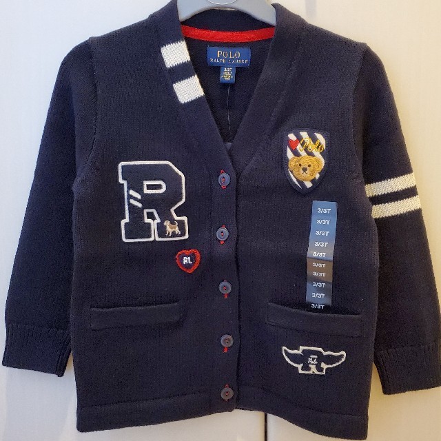 POLO RALPH LAUREN(ポロラルフローレン)の【Ralph Lauren】ラルフローレン コットン レターマン カーディガン キッズ/ベビー/マタニティのキッズ服女の子用(90cm~)(カーディガン)の商品写真