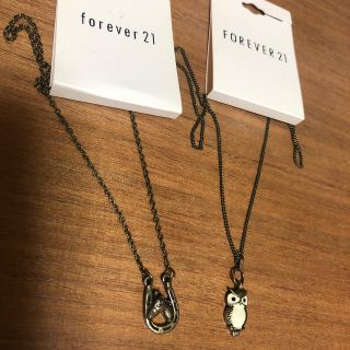 フォーエバートゥエンティーワン(FOREVER 21)の開運ネックレス（馬蹄・フクロウ）forever21 未使用品(ネックレス)