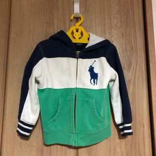 ラルフローレン(Ralph Lauren)の男の子100から110程度　本物ラルフローレンの白紺グリーンのパーカー  (ジャケット/上着)