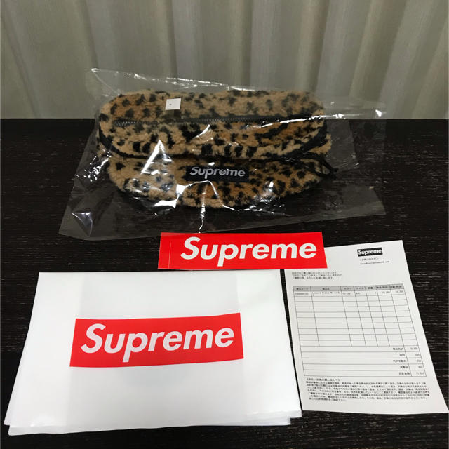 新品 Supreme Leopard Fleece Waist Bag