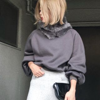 アメリヴィンテージ(Ameri VINTAGE)のAmeri♡2way eco fur sweat＊d.gry(トレーナー/スウェット)