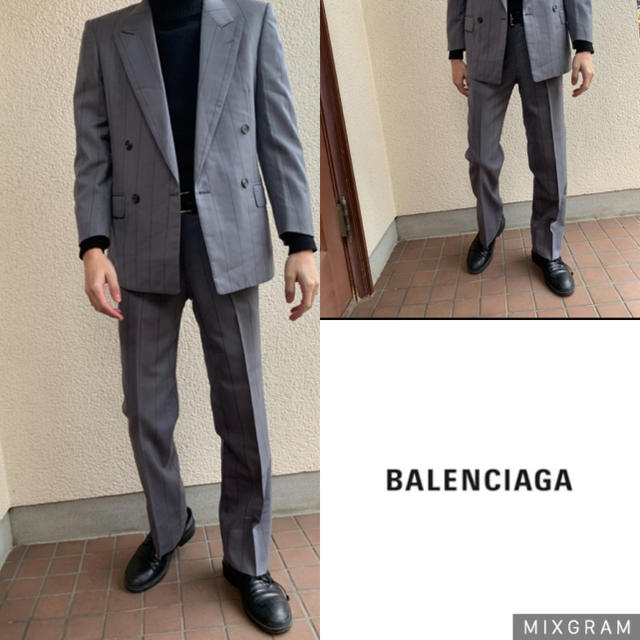【即発送可能】 Balenciaga - 極上　BALENCIAGA  セットアップ　グレー　ストライプ セットアップ