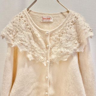 ロキエ(Lochie)の70s vintage パールボタン レースカラーカーディガン アイボリー(カーディガン)