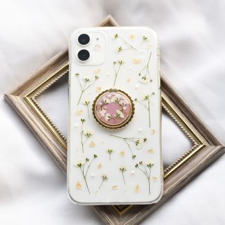 ハンドメイド iPhoneケース スマホリング付き(スマホケース)