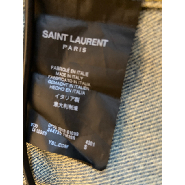 13AW saint  laurent サンローラン  袖レザーデニムジャケット