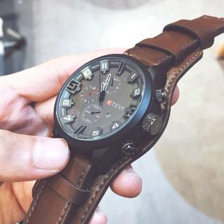 腕時計レザー ベルト メンズ 格好いい 腕細い カジュアル[c0154](腕時計(アナログ))