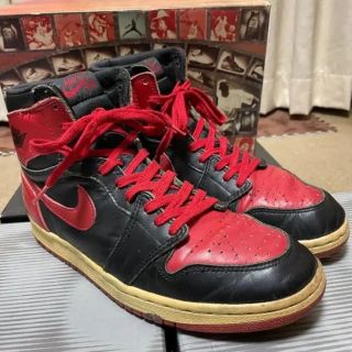 ナイキ(NIKE)の85年製 ナイキ AIR JORDAN 1 エアジョーダン 1 オリジナル 黒赤(スニーカー)