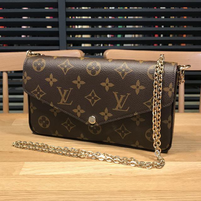 人気特価激安 新品未使用 ミンミンゼミ様の VUITTON LOUIS ルイヴィトン チェーンウォレット モノグラム 現行 ショルダーバッグ 新品 未使用 LOUISVUITTON ルイヴィトン ポシェット フェリシー