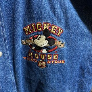 90s MIKEY INC ビッグロゴ刺繍　デニムスタジャン　　ミッキー