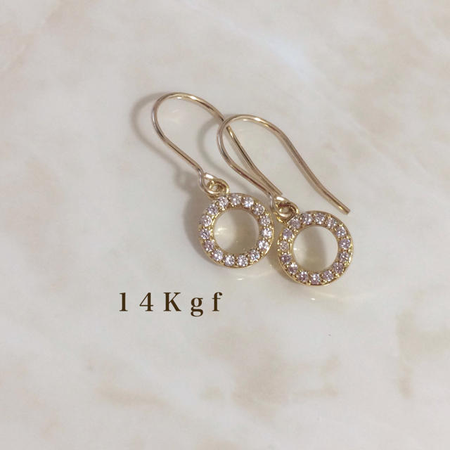 FOXEY(フォクシー)の14Kgf/K14gfジルコニアサークルパヴェピアス／パヴェダイヤピアス レディースのアクセサリー(ピアス)の商品写真