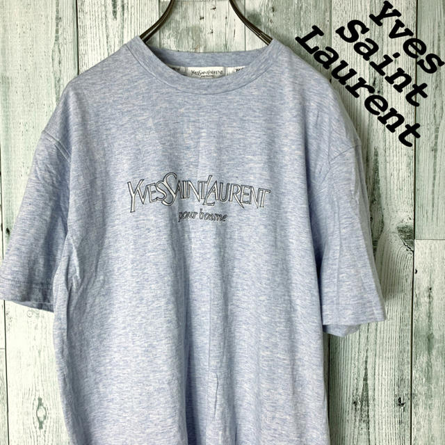 Yves Saint Laurent Beaute(イヴサンローランボーテ)の【激レア】美品 イブサンローラン ロゴTシャツ ライトブルー M メンズのトップス(Tシャツ/カットソー(半袖/袖なし))の商品写真