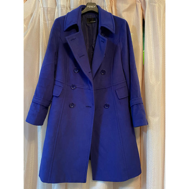 22 OCTOBRE(ヴァンドゥーオクトーブル)のhiro23様専用　22オクトブール　ブルー　コート　大きいサイズ レディースのジャケット/アウター(ロングコート)の商品写真