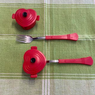 ルクルーゼ(LE CREUSET)のセブンイレブン台湾限定　ル・クルーゼ　　レッド　ハート型フォークセット(食器)