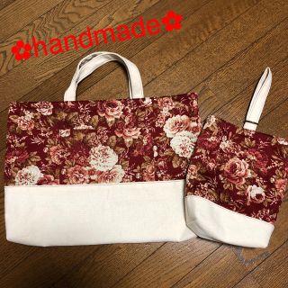 Handmade❁花柄のレッスンバッグとシューズ袋❁(バッグ/レッスンバッグ)