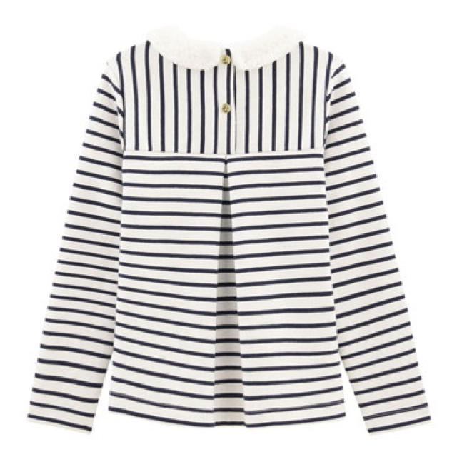 PETIT BATEAU(プチバトー)のSALE☆6ans プチバトー  ボア付きマリニエールプルオーバー キッズ/ベビー/マタニティのキッズ服女の子用(90cm~)(Tシャツ/カットソー)の商品写真