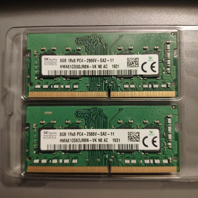 PCパーツDDR4 8GB×2枚　(計16GB)