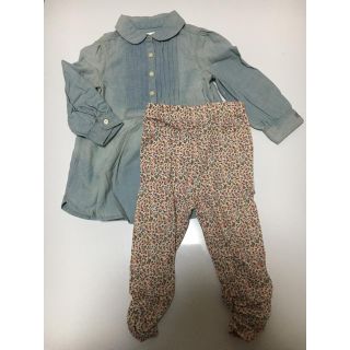 ポロラルフローレン(POLO RALPH LAUREN)の新品タグ付き☆ラルフローレンデニムチュニック×花柄レギンス12M(80cm)(シャツ/カットソー)