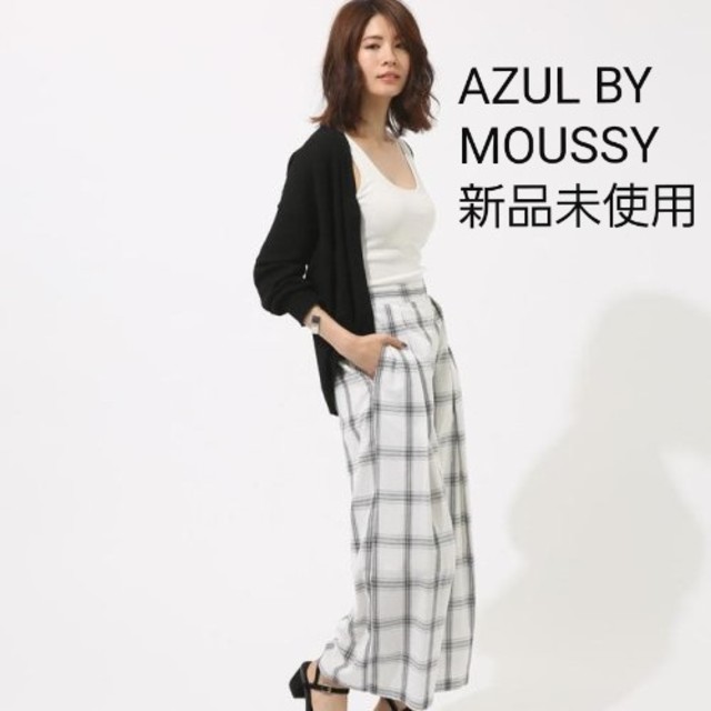 AZUL by moussy(アズールバイマウジー)の【新品】AZUL BY MOUSSY　ワイドチェックイージーPT Mサイズ レディースのパンツ(カジュアルパンツ)の商品写真