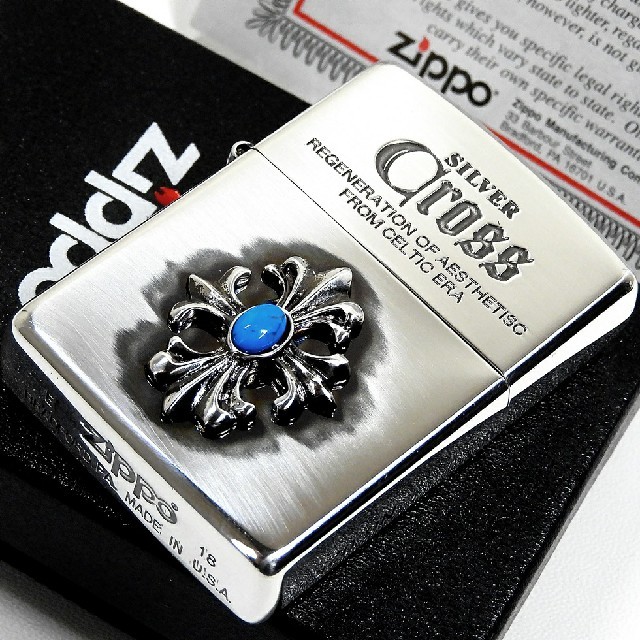 ZIPPO(ジッポー)の(送料込み)ZIPPO◇限定シルバークロスメタル◇ターコイズクロス◇新品◇ジッポ メンズのファッション小物(タバコグッズ)の商品写真