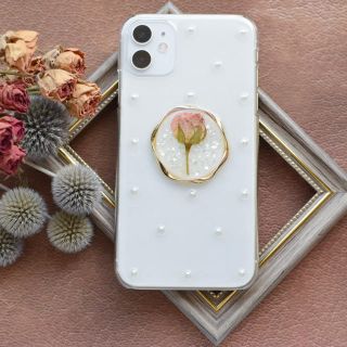 カスタネ(Kastane)のハンドメイド iPhoneケース スマホケース バラ 押し花(スマホケース)