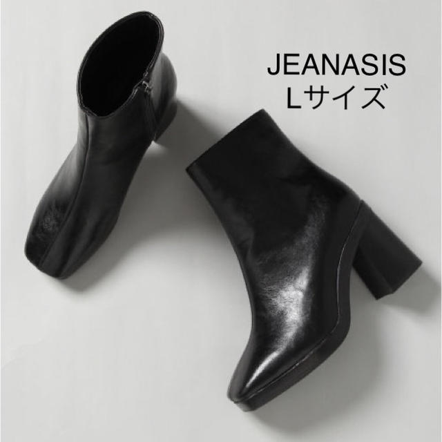 JEANASIS(ジーナシス)の【新品】JEANASIS スクエアトゥヒールブーツ ブラック Lサイズ レディースの靴/シューズ(ブーツ)の商品写真