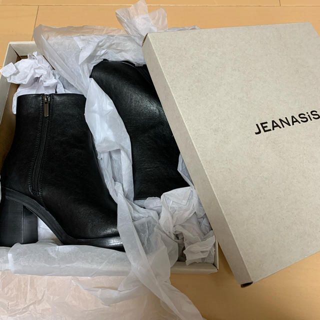 【新品】JEANASIS スクエアトゥヒールブーツ ブラック Lサイズ