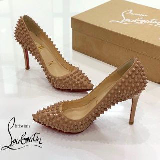 クリスチャンルブタン(Christian Louboutin)の1258 美品 クリスチャンルブタン パテント スパイク パンプス ベージュ(ハイヒール/パンプス)