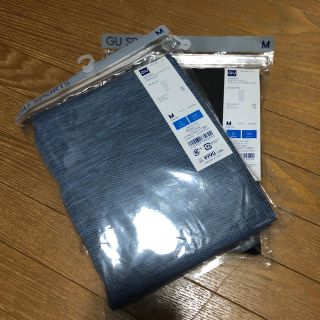 ジーユー(GU)のGU サイドシームレスレギンス(10分丈)GS BLACK BLUE 2点SET(レギンス/スパッツ)