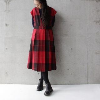 アトリエドゥサボン(l'atelier du savon)のT/W BIG CHECK FLANNEL　ロングプリーツワンピース(ロングワンピース/マキシワンピース)