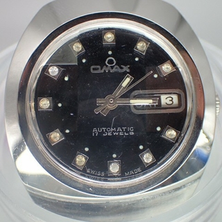 【ヴィンテージ機械式時計】OMAX自動巻き時計 ブラック 新品未使用(腕時計(アナログ))