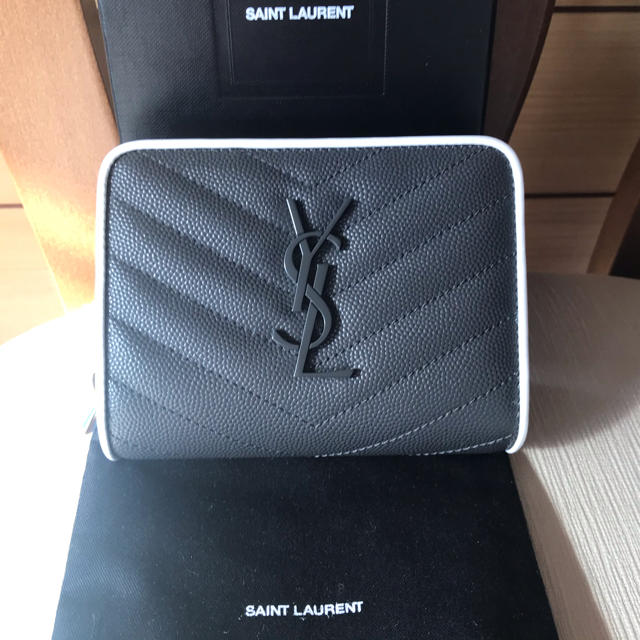 ☆美品☆ SAINTLAURENT レザー 折り財布 サンローラン グレー