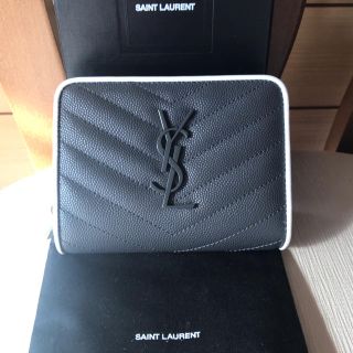 サンローラン(Saint Laurent)の【新品】サンローラン 財布 二つ折り  グレー×ホワイト(財布)