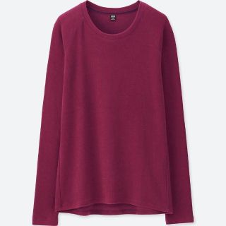 ユニクロ(UNIQLO)のユニクロ ヒートテックストレッチフリースクルーネックT（長袖） パープル(ニット/セーター)