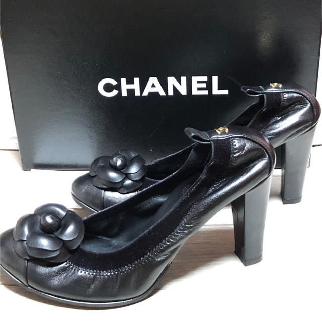 シャネル CHANEL カメリアパンプス38C (裏張り済み)