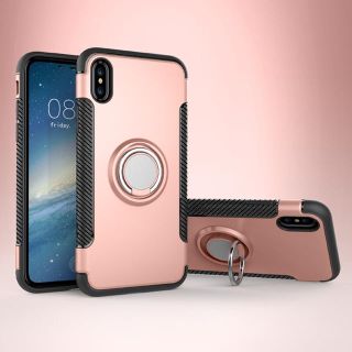 【値下げ】iPhoneX iPhoneXs ケース ピンク リング付き 落下防止(iPhoneケース)