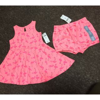 ベビーギャップ(babyGAP)のbaby  gap  フラミンゴ柄80cmセット！新品(ワンピース)