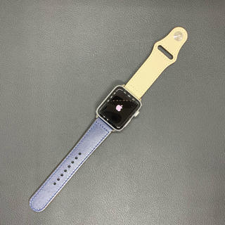 アップルウォッチ(Apple Watch)のアップルウォッチ用レザーバンド ブルー × アイボリー(レザーベルト)
