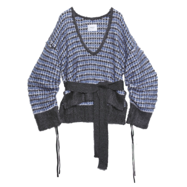 Ameri VINTAGE(アメリヴィンテージ)の即完売 AJIRO MOYOU KNIT ブルー レディースのトップス(ニット/セーター)の商品写真