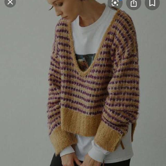 Ameri VINTAGE(アメリヴィンテージ)の即完売 AJIRO MOYOU KNIT ブルー レディースのトップス(ニット/セーター)の商品写真