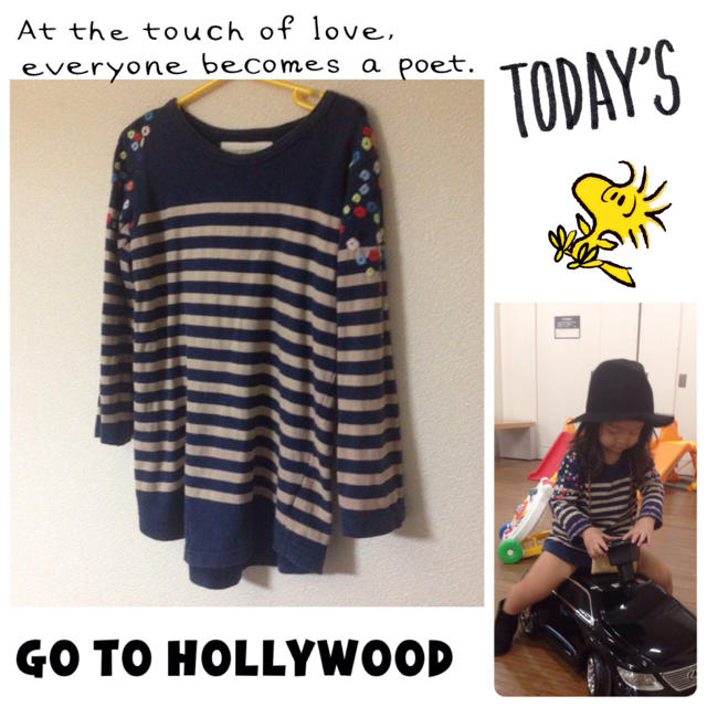 GO TO HOLLYWOOD(ゴートゥーハリウッド)の花柄刺繍ボーダー♡ キッズ/ベビー/マタニティのキッズ服女の子用(90cm~)(Tシャツ/カットソー)の商品写真